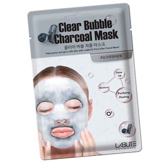 Маска тканевая пузырьковая Labute Clear Bubble Charcoal Mask с экстрактом древесного угля