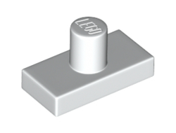 Tile, Modified 1 x 2 with Minifigure Head Post, White (24445 / 6133390 / 6288295)