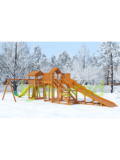 Детская деревянная зимняя горка Snow Fox 5,9 м + "Панда Фани Gride"