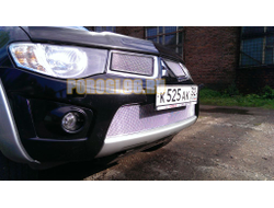 Защита радиатора Mitsubishi L200 2010-2013/Mitsubishi Pajero Sport 2008-2013 (chrome) низ PREMIUM