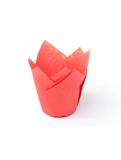 Форма бумажная "тюльпан" для капкейков/кексов (красная, 250шт.), 50*80мм