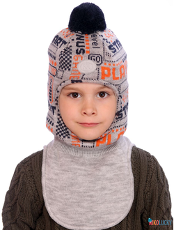 Шапка-шлем  21202-06, цвет серый,оранжевый, р. 48-50