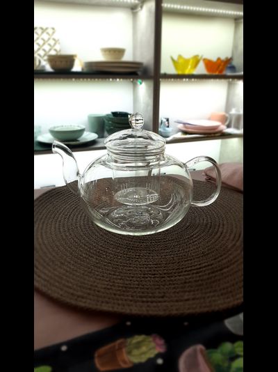 Чайник со стеклянной крышкой и со стеклянной колбой, 400 мл