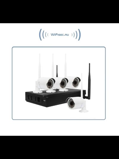 ST, комплект WiFi видеонаблюдения с 4 уличными видеокамерами Full HD, поддержка 1 HDD до 4 Тб