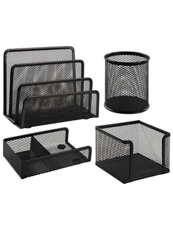 Настольный набор из металла BRAUBERG "Germanium", 4 предмета, черный, 231964