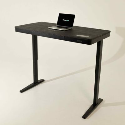 Умный стол 140×70 чёрный | массив дуба графит