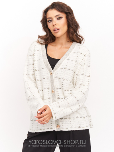 Вязаный женский жакет в молочном цвете