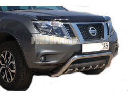 Защита переднего бампера низкая скоба+акула d53/42 для Nissan Terrano 2015-