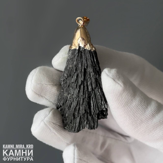 Подвеска "Метла" чёрный кианит гальваника, цвет золотой 42-75 мм и серебро 37-60 мм, цена за штуку