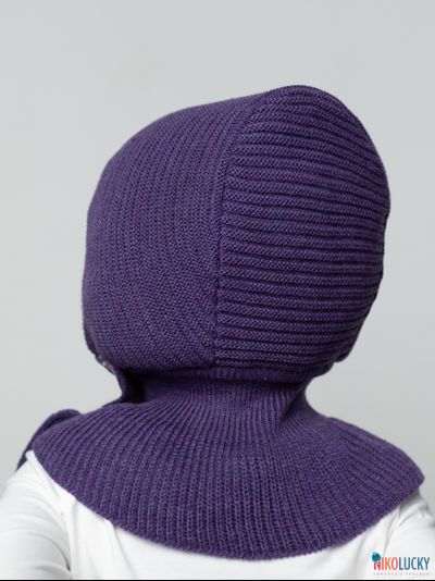 Шапка-шлем 24201-03 с утепл, х/б подклад, баклажановый 42-44