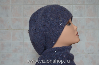 вязаный берет с новыми пайетками зима 2017 - 2018 Италия Vizio
