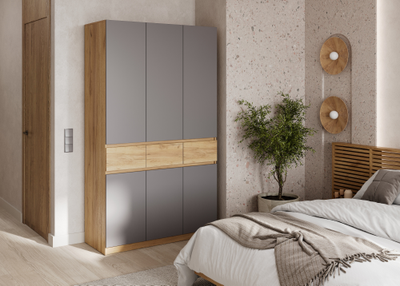 Бостон Лайт Шкаф ШК-003 (3-ств.) Дуб Крафт золотой / Серый шифер