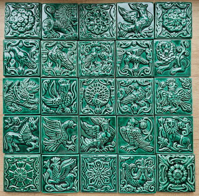 Изразцовая плитка "Древние символы" // 10*10