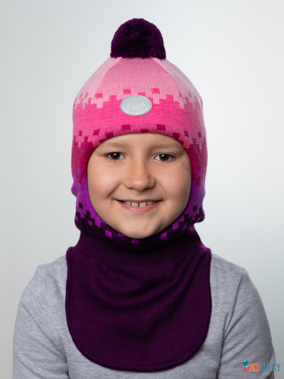 Шапка-шлем  20101-06, цвет сливовый,сиреневый,розовый р. 52-54