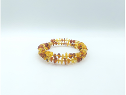 Браслет из двухцветного янтаря , двойной , безразмерный