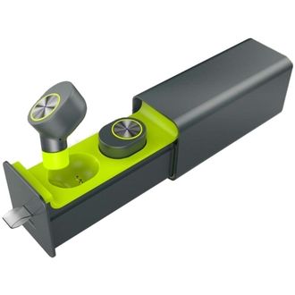 Bluetooth наушники вкладыши с микрофоном Qcyber TWS V1 (серо-зелёные)