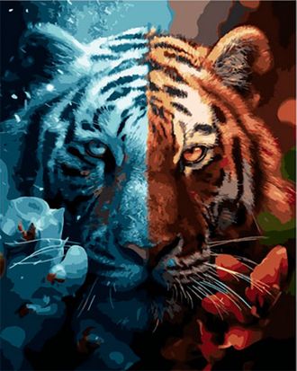 Картина по номерам 40х50 OK 11176 Эксклюзив!!! Тигр в джунглях