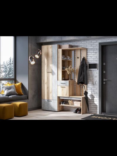 Фаворит - 1 прихожая Дуб Делано/Цемент светлый