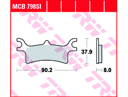 Тормозные колодки задние TRW MCB798SI (FA314R) для квадроциклов Polaris Sportsman 400/450/500/600/700/800, Scrambler 500 (FA314) (2201871, 2202414, 1910683, 2203451)