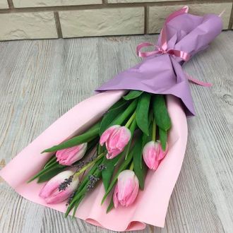 Букет из 5 розовых тюльпанов