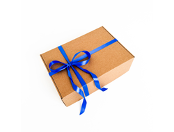 3 штуки - Подарочная коробка GILEV 32x22x10см с наполнителем и синей лентой