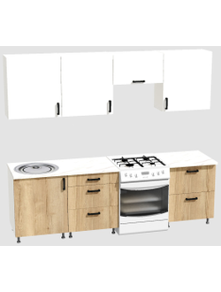 Кухня Эконом 1,8 метра (600х600х600) Цвет: Белый/Дуб Вотан