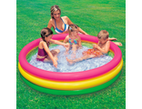 Intex, Детский надувной бассейн 114х25см "Радуга" с надувным дном, 131л, от 2 лет 57412