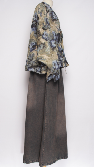 Блуза-жакет лён "ЛЕТУЧАЯ МЫШЬ" голубая до р.54