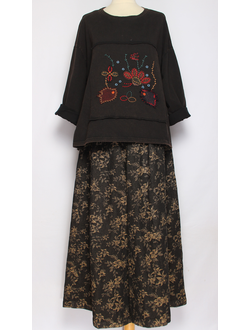 Джемпер ХЛОПОК "РЫБЫ винтаж" черный до р.52