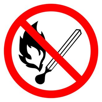 P02 Запрещается пользоватся открытым огнем и курить, 100х100 мм, на самоклеющейся пленке