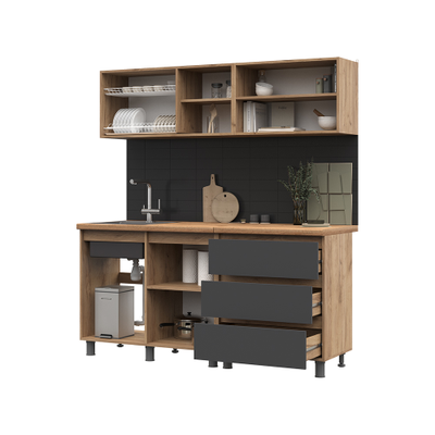 Хелен кухонный гарнитур 1,7м Дуб Крафт золотой/Графит