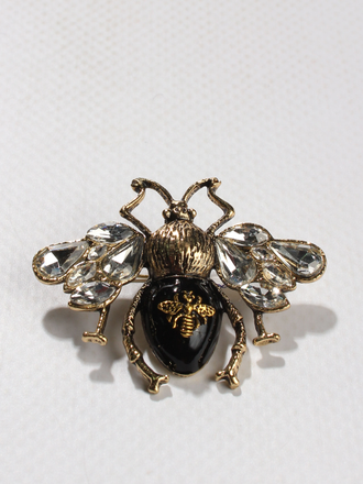 Брошь "Пчела черная" металл