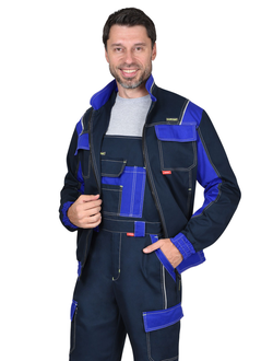 Костюм КАРАТ-РОСС куртка, полукомбинезон темно-синий с васильковым