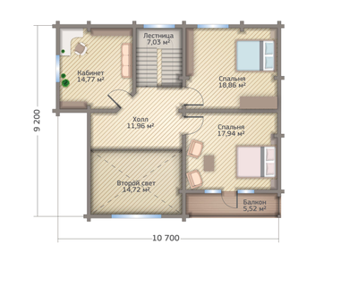 Двухэтажный дом "Истра 2" с навесом под автомобиль, 217 м2