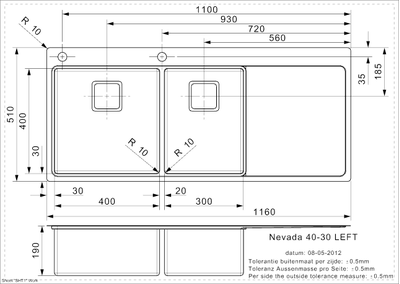 Мойка Reginox Nevada L 40x30 Left brushed