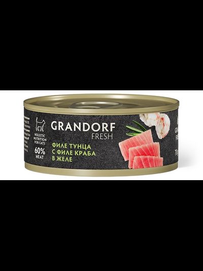 Grandorf Fresh консерва для кошек Филе тунца с филе краба в желе, 70 г