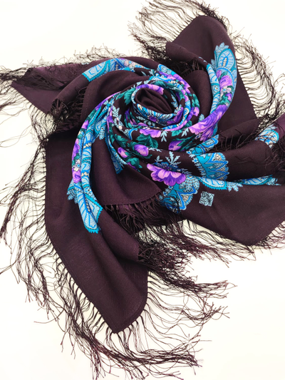 Павловопосадский платок Цветочный веер 1699-15