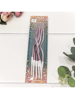 Набор свечей для торта "Спираль" (розовые, 6 шт), 13см