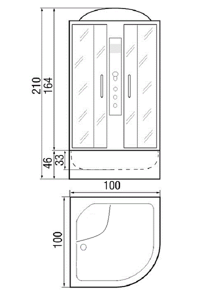 Душевая кабина RIVER, DESNA 100/46 МТ, 100x100x210 см.