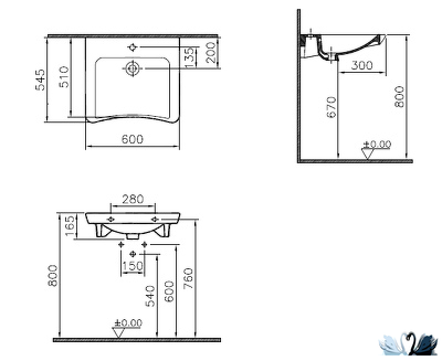 Раковина Vitra Conforma 5289B003-0001, для людей с ограниченными возможностями