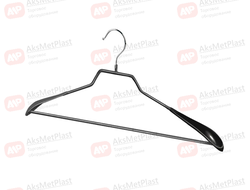 AM502 Вешалка металлическая прорезиненная с перекладиной. крючок вращается, цвет: черный