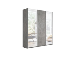 Шкаф-купе 3-х дверный «Траст» 2100 Бетон, Зеркало/Бетон/Зеркало