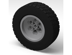 Wheel 43.2mm D. x 18mm - Flush Axle Stem with Black Tire 62.4 x 20 S 86652 / 32019, Light Bluish Gray (86652c01)