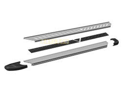 Пороги алюминиевые "Elite Silver" 2000 серебристые Slitkoff для Volkswagen TERAMONT (2018-2025)