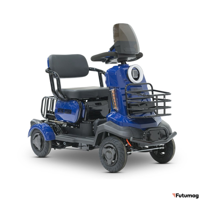 Электроскутер четырехколесный Rutrike Квадро синий