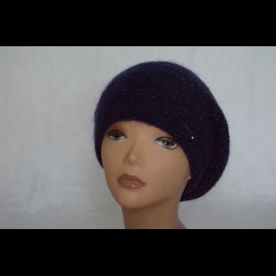 Женский берет с бисером и пайетками Vizio Италия 6455 синий