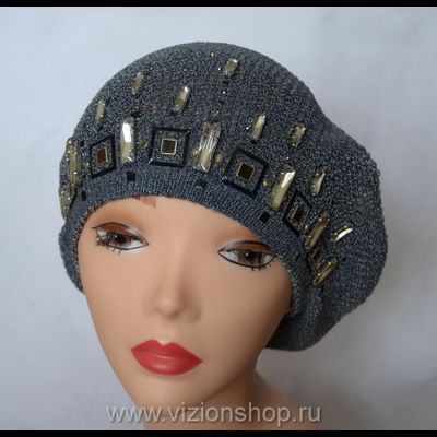 Летний берет с камнями Vizio Италия 4811 серый