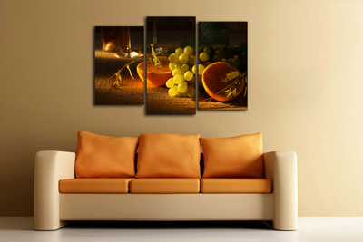 Модульная картина "Виноград с апельсином"