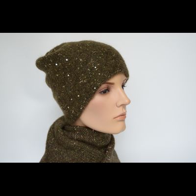 Темнозеленая вязаная шапка хаки Vizio Италия 8023 CL