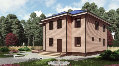 Двухэтажный каркасный дом с четырьмя спальнями 195м² (SK46)